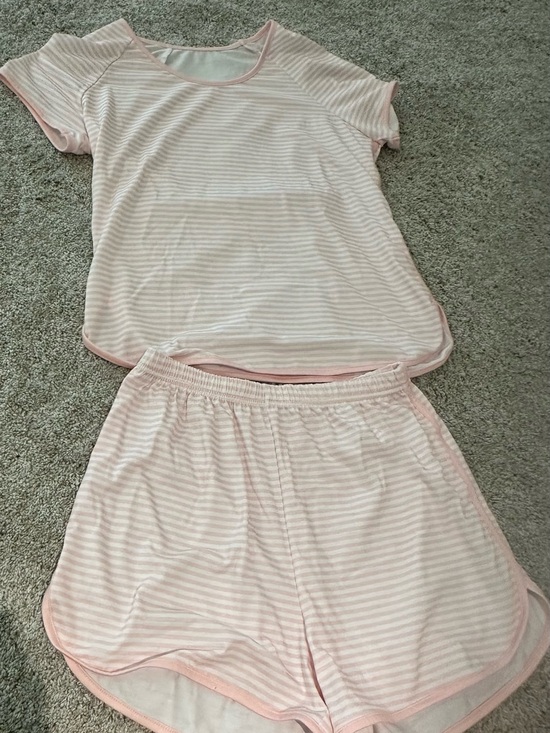 Other - Soft Pink Striped Pajama Set - Short Sleeve Top & Shorts